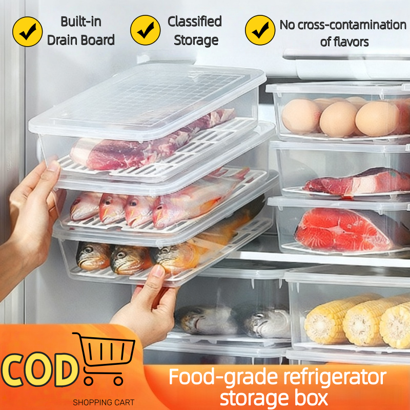 （COD）Large Fruits meat fish Food Drain Keep Fresh Refrigerato Fridge ...