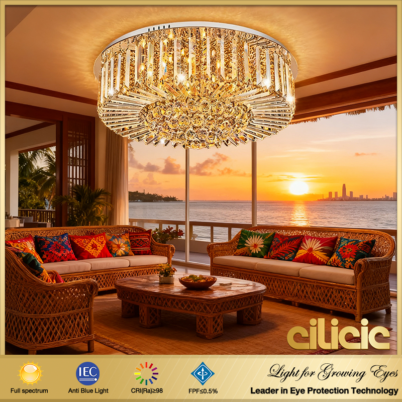 Cilicic LED ceiling light crystal light with remote 3-Color LED for ...