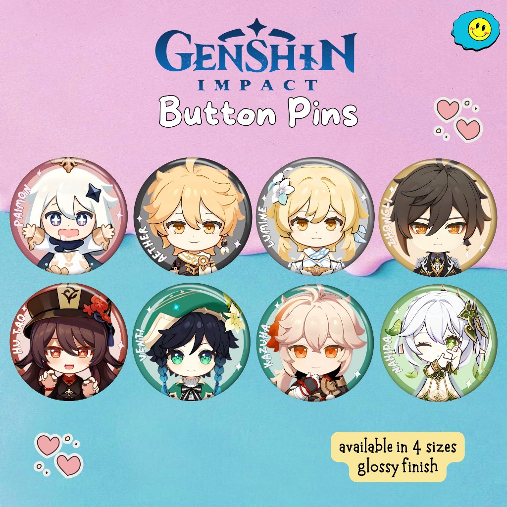 Genshin Impact Button Pin Badge Anime Button Pins 25mm 32mm 44mm 58mm
