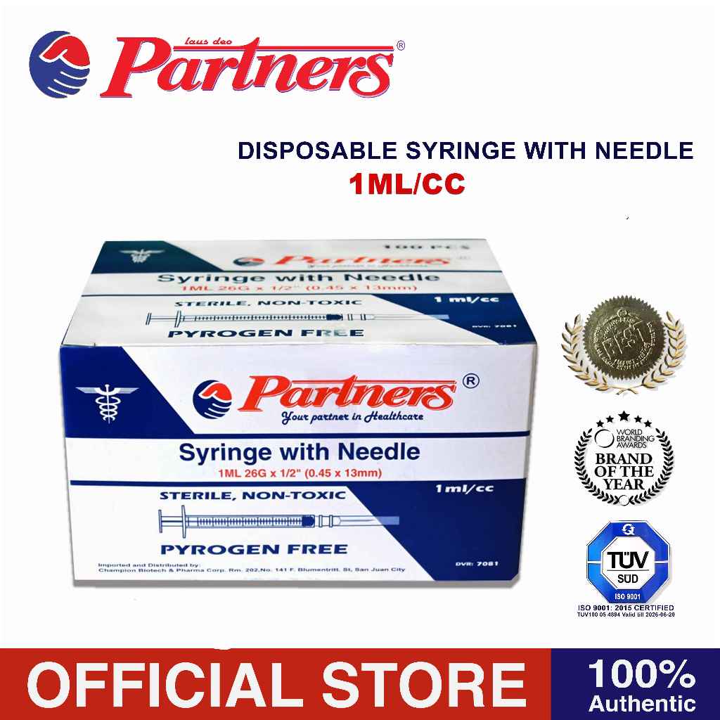 Partners Syringe 1 ml/cc Disposable - Luer Slip ( 100 PIECES ) | Shopee ...