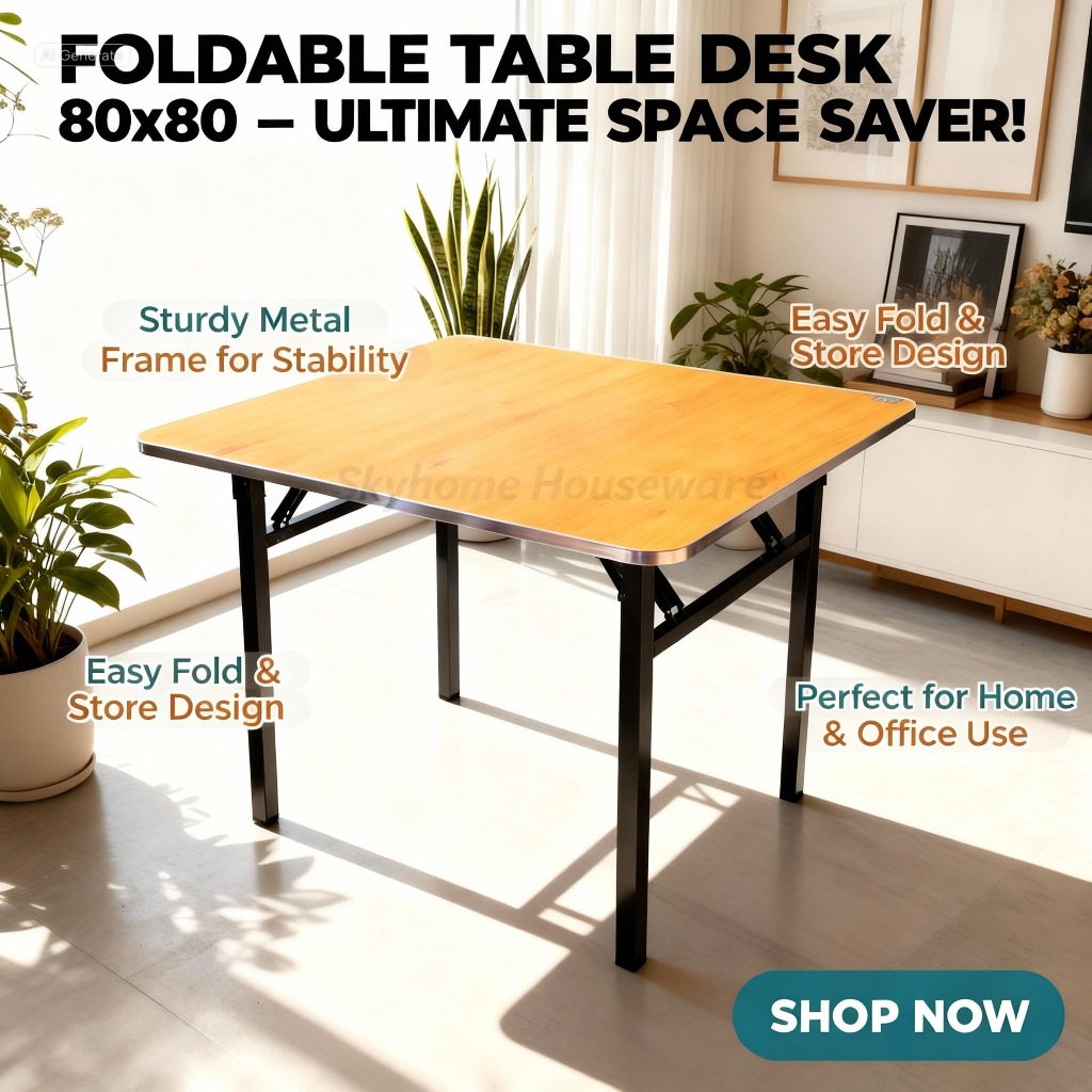 Foldable Table (Heavy Duty) 80x80 cm / Lamesa /Dining Table/ (Maximum ...