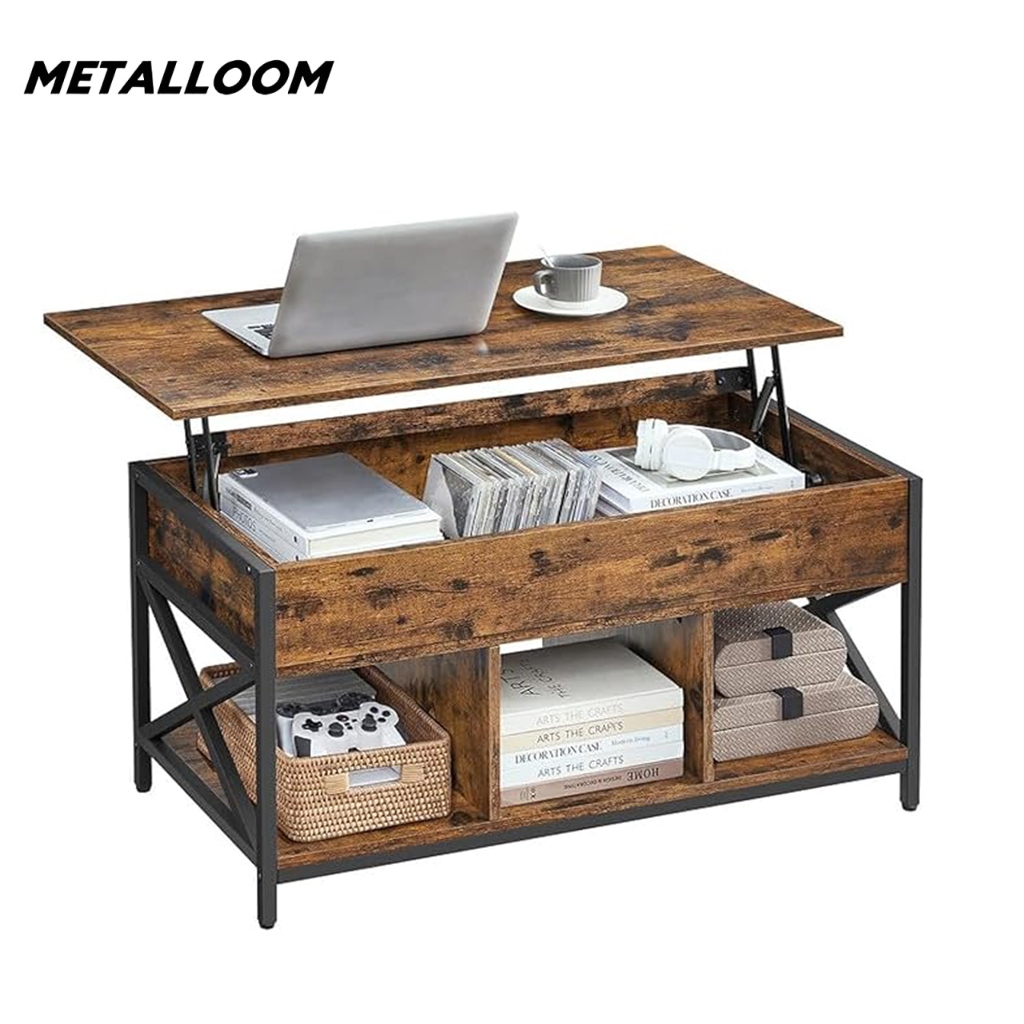 𝐌𝐞𝐭𝐚𝐥𝐥𝐨𝐨𝐦 Storage Coffee Table Hidden Compartment Livingroom Adjustable ...