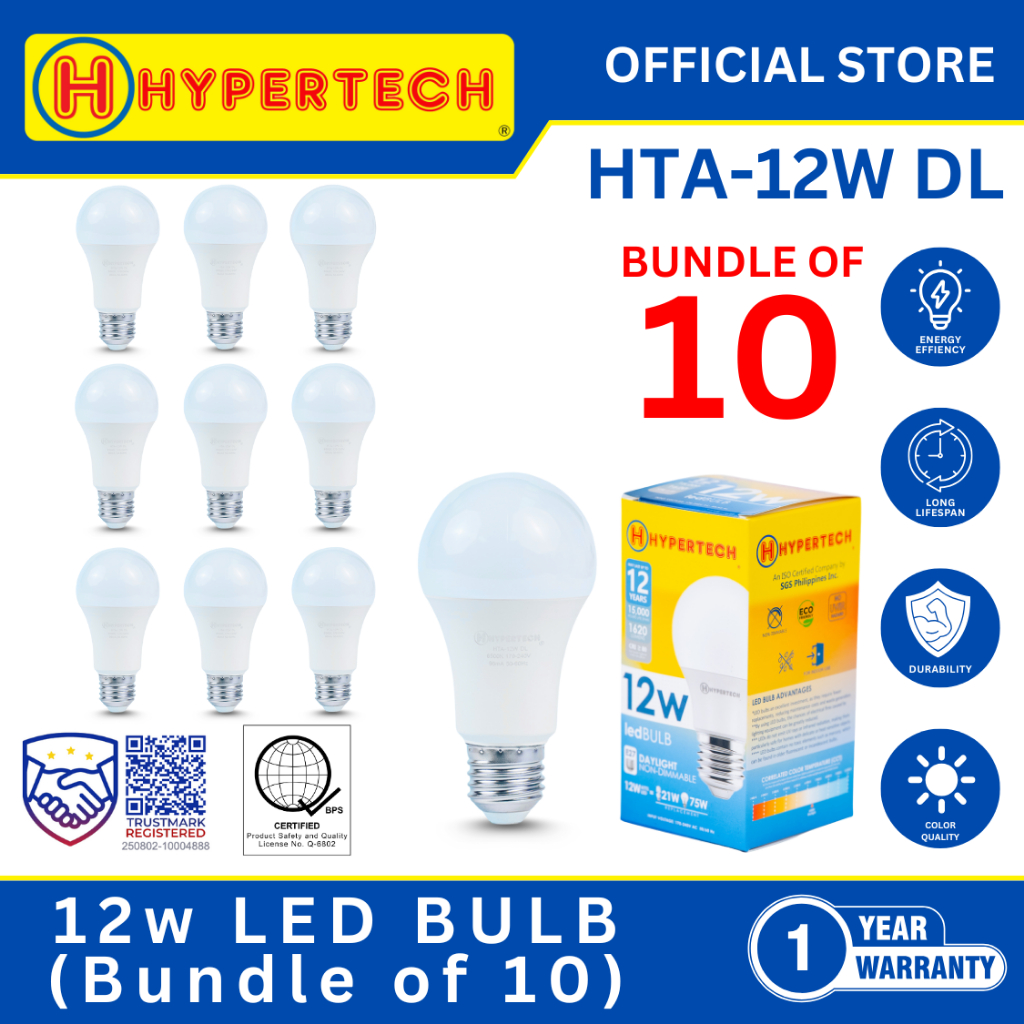 Hypertech BASIC LED BULB 12W - DAYLIGHT - Energy Label - BUNDLE OF ...