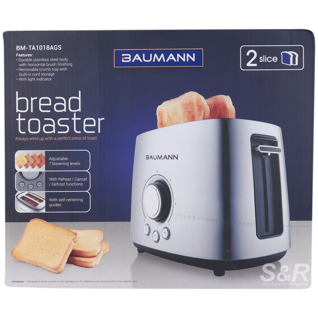 Baumann 2 slice Bread Toaster BM-TA1018AGS | Shopee Philippines