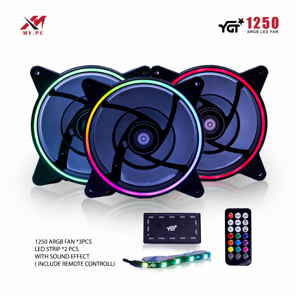 YGT 1250 3In1 ARGB Case Fan 120mm 6 Pin Silent Computer PC Fan With ...