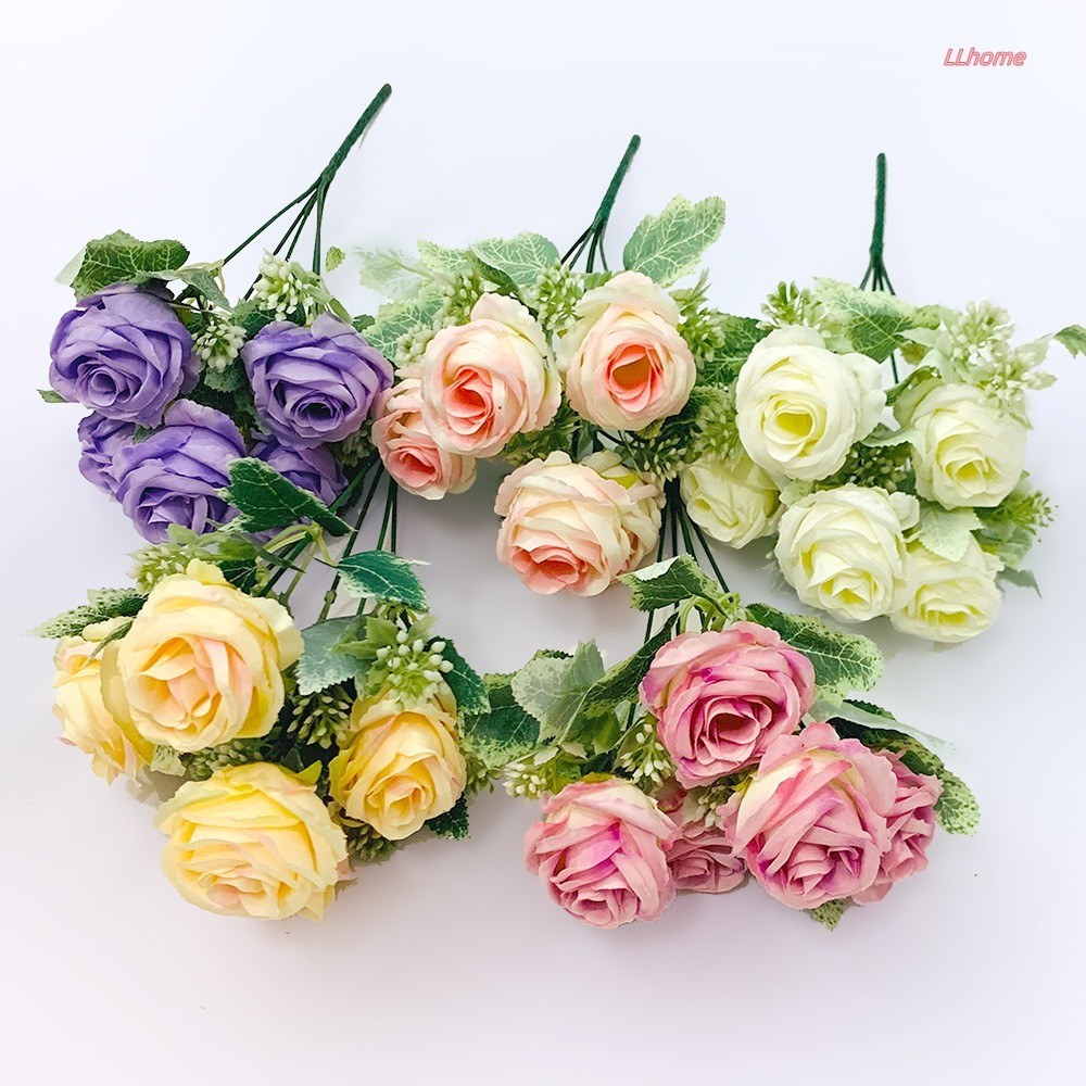 5/9 Heads Artificial Rose 38cm Bouquet Set Waterproof Home Decor ...