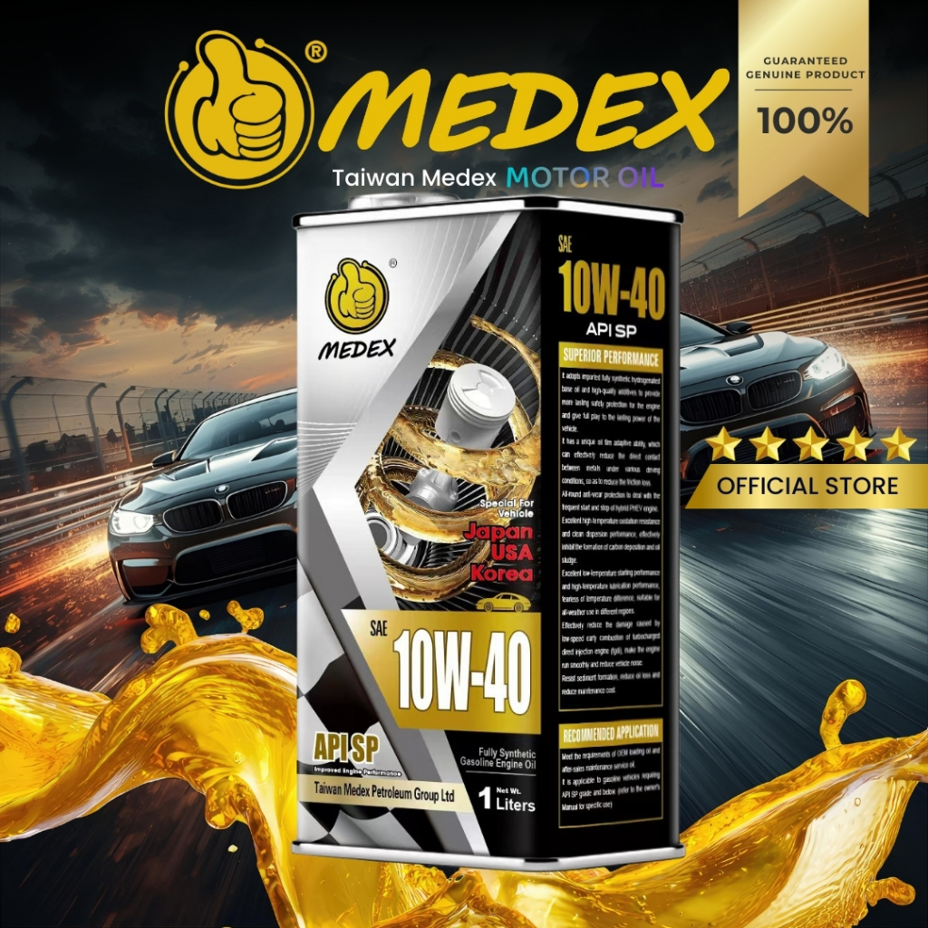 Medex Taiwan Engine Oil API SP SAE 10W40 Fully Synthetic (for Gasoline ...