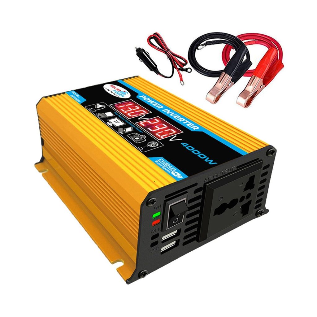 4000W Car Power Inverter DC 12V to AC 110V 220V Auto Dual USB LED ...