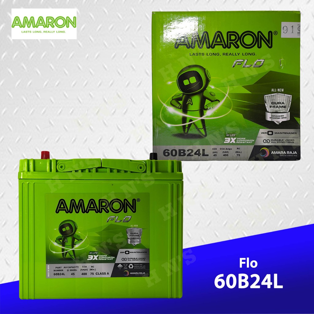 Amaron Flo 60B24L ( 1SNF - Small Post ) NS60 Maintenance Free Car ...