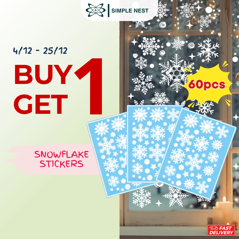 2 Sheets Christmas Snowflake Window Stickers | Static Cling Glass ...