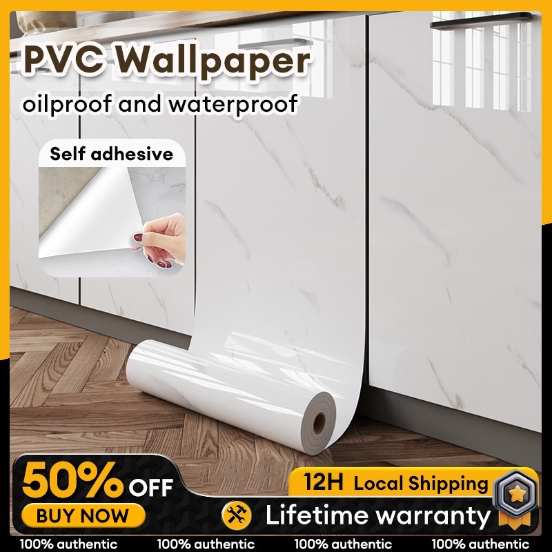 WallPaper Self Adhesive Kitchen Oil Proof PVC Marble wallpaper kitchen ...