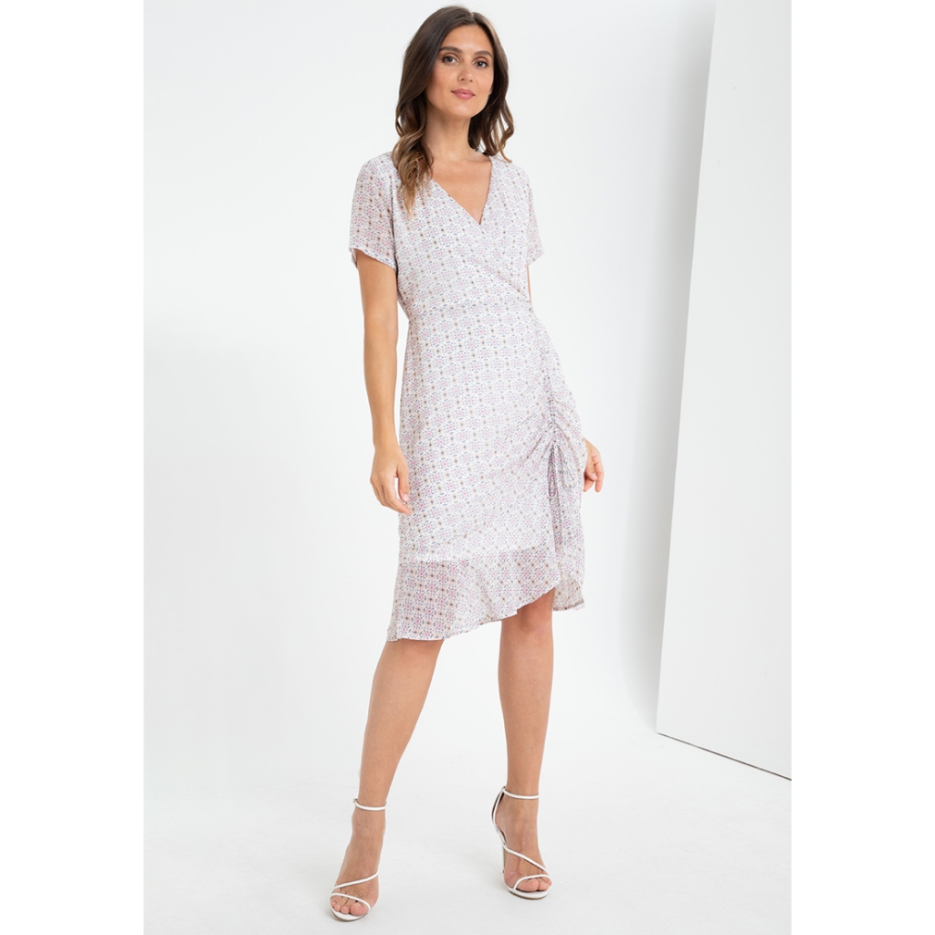 Krizia Wrap Top Flounce Hem Ruched Dress Korean Style | Shopee Philippines