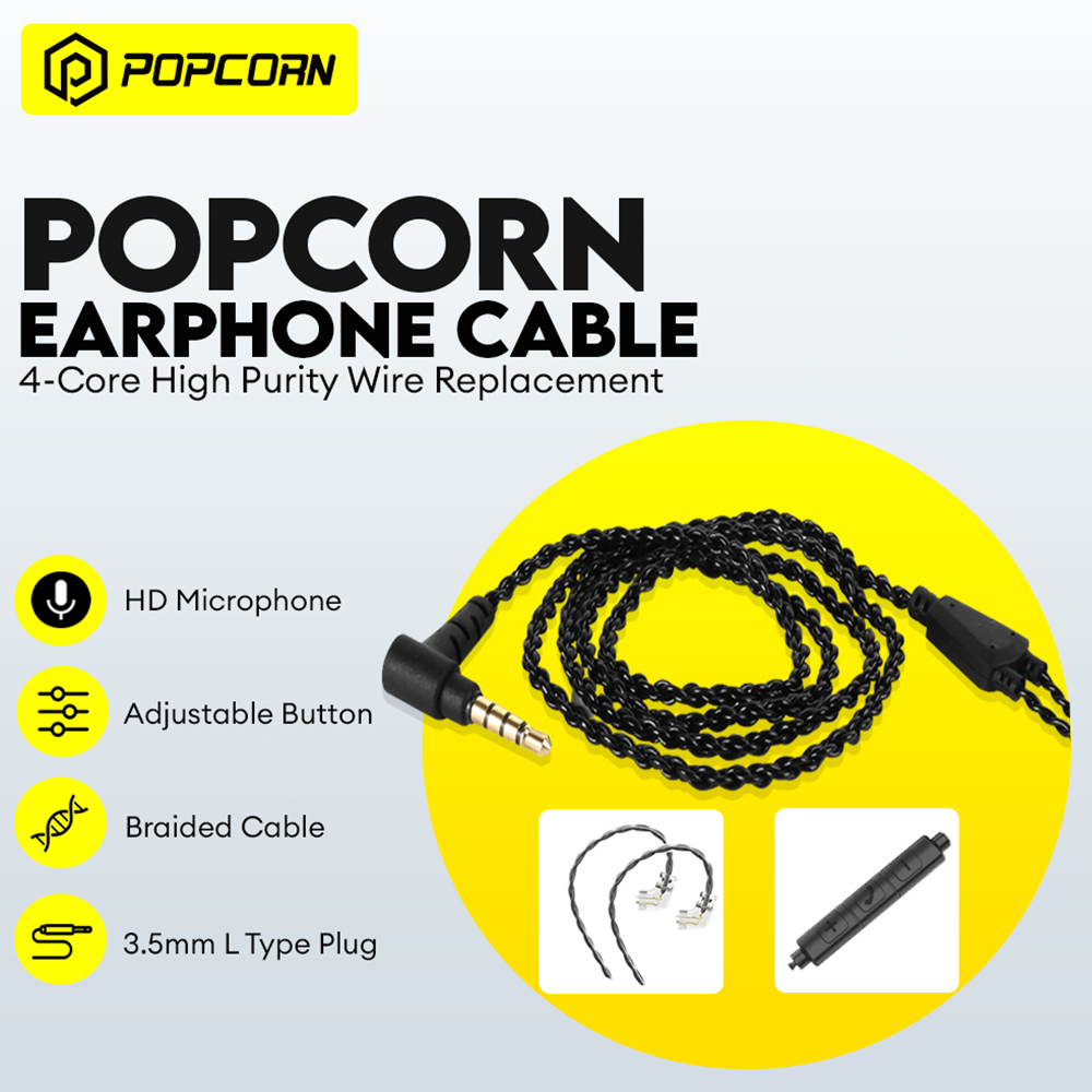 Popcorn Earphone Cable 3.5mm Plug With Mic High-Purity Copper ...