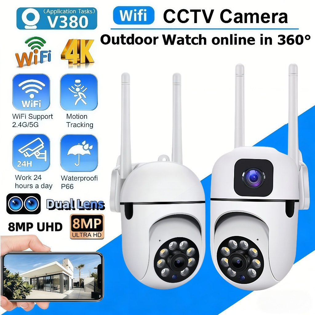 V380 Pro CCTV Camera Outdoor Waterproof 1080P Dual Lens WIFI Wireless ...