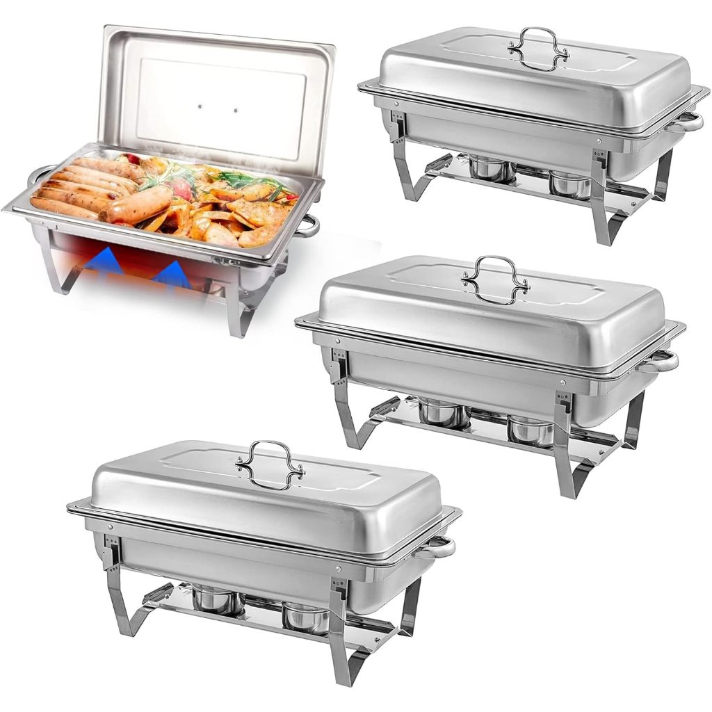 Blue Cat Stainless Steel Chafing Dish Buffet Chafes Set with Fold-able ...