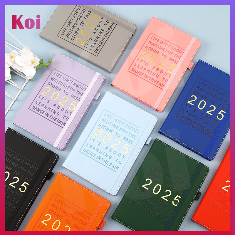 2025 Weekly & Monthly Planner A5 Notebook 100 GSM Paper PU Leather Hard ...