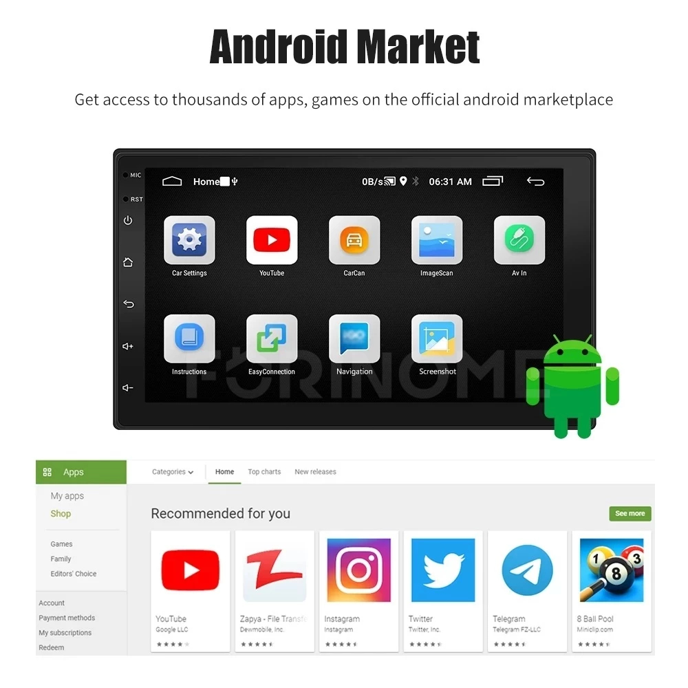 LALAHOO Real 8G+64G Car Android 14 Player 7/9/10 Inch IPS Screen ...