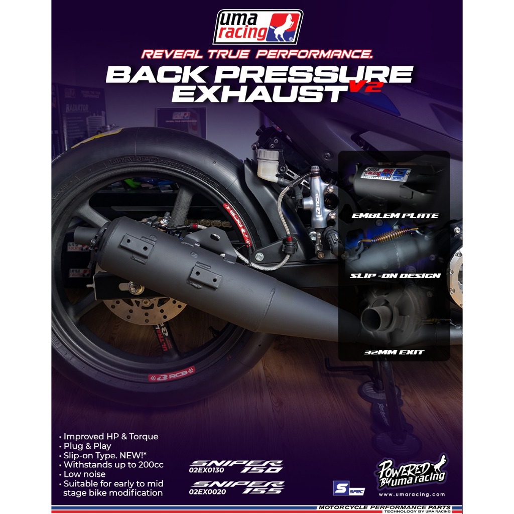 UMA Racing Back Pressure Exhaust Pipe (V2) Sniper 150 / Sniper 155 ...