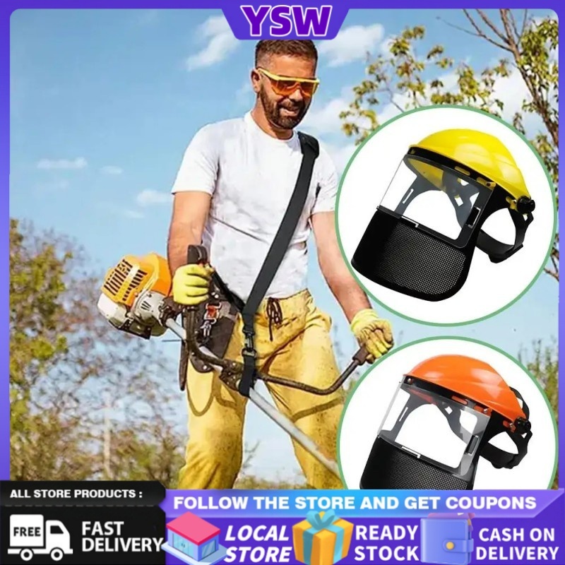 Garden Pruning Protective Helmet Safety Mesh Mask Face Shield Impact ...