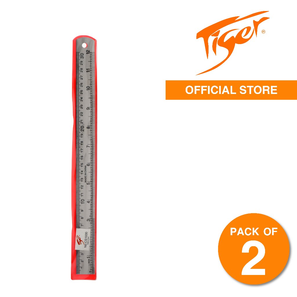 TIGER TOP Stainless Steel Straight Metal Ruler | 30cm | 12 inch | Pack ...