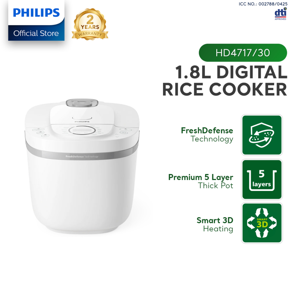 PHILIPS 1.8L Rice Cooker 3000 Series - HD4717/30, 16 Cooking Menus ...