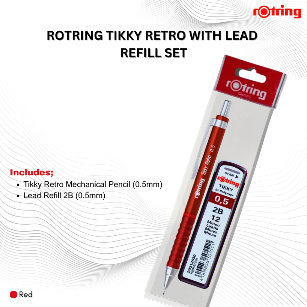 Rotring Tikky Retro Mechanical Pencil w/ Lead Refill Set - For writing ...