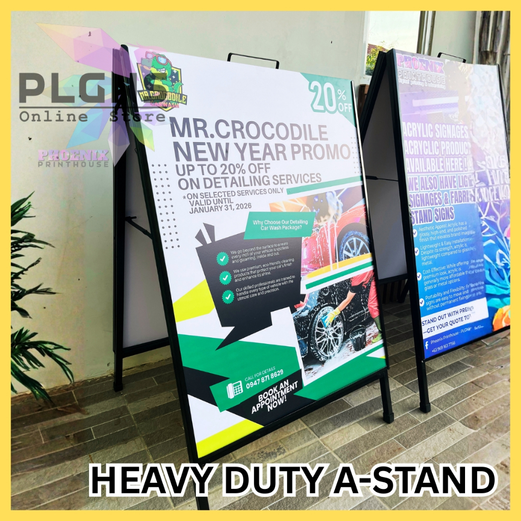 A stand WITH CUSTOMIZABLE PRINT Store entrance display Signage Foldable ...