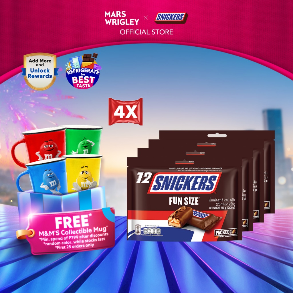 SNICKERS® Classic Chocolate Bar Funsize 240g [Bundle of 4] | Shopee ...