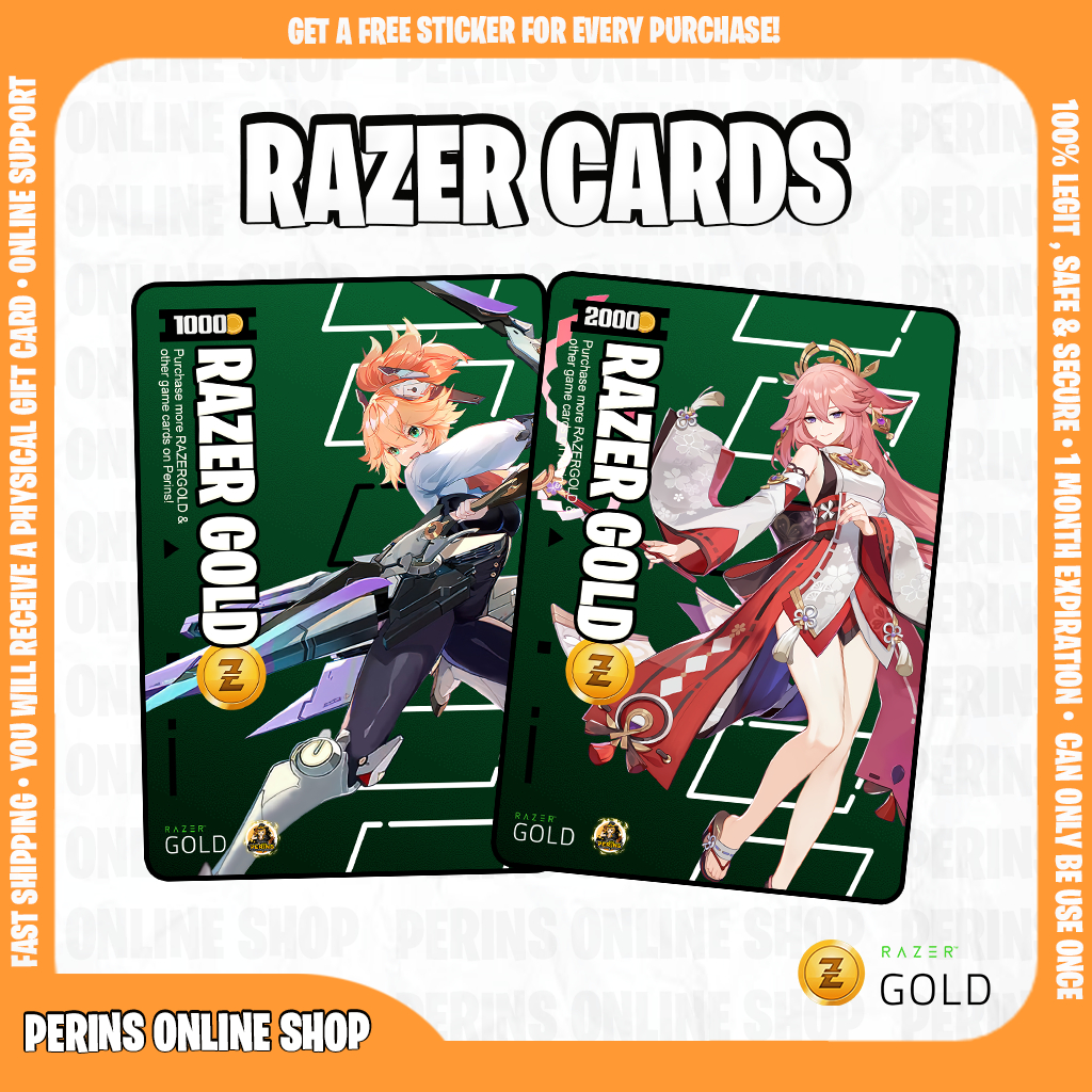 Razer Gold Cards (PH) with free stickers! | Shopee Philippines