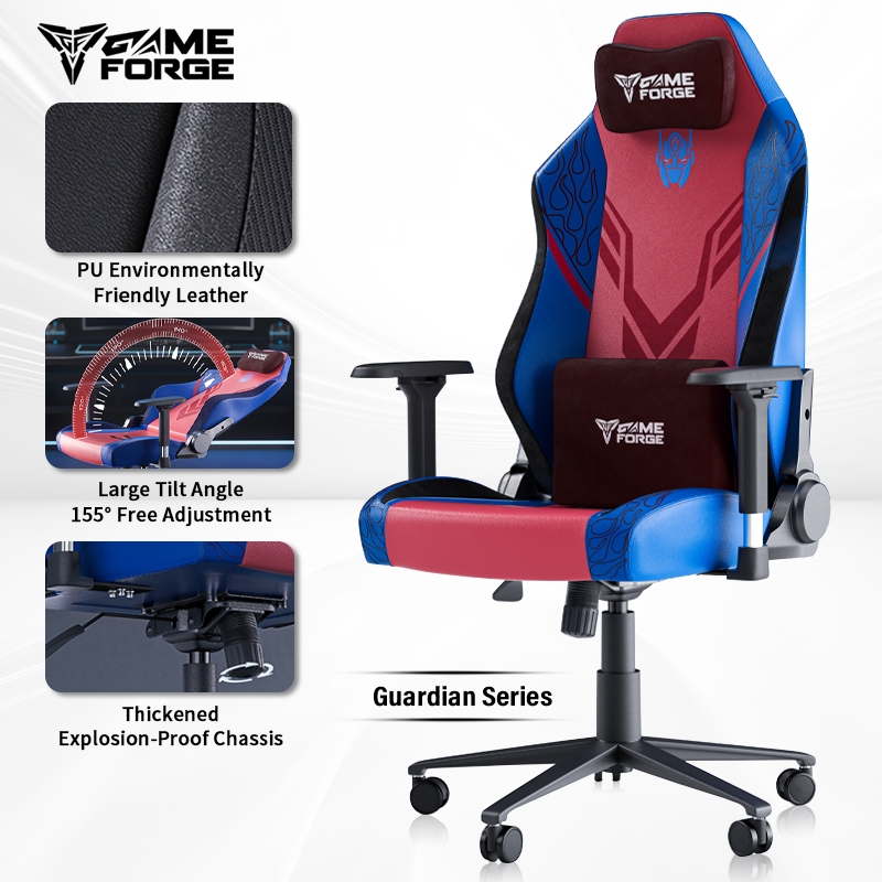 GAMEFORGE Gaming Chair Guardian Ergonomic Magnetic headrest PU leather ...