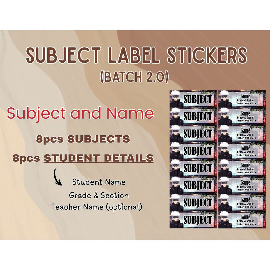 PERSONALIZED SUBJECT LABEL STICKERS /STUDENT and SUBJECT STICKERS ...