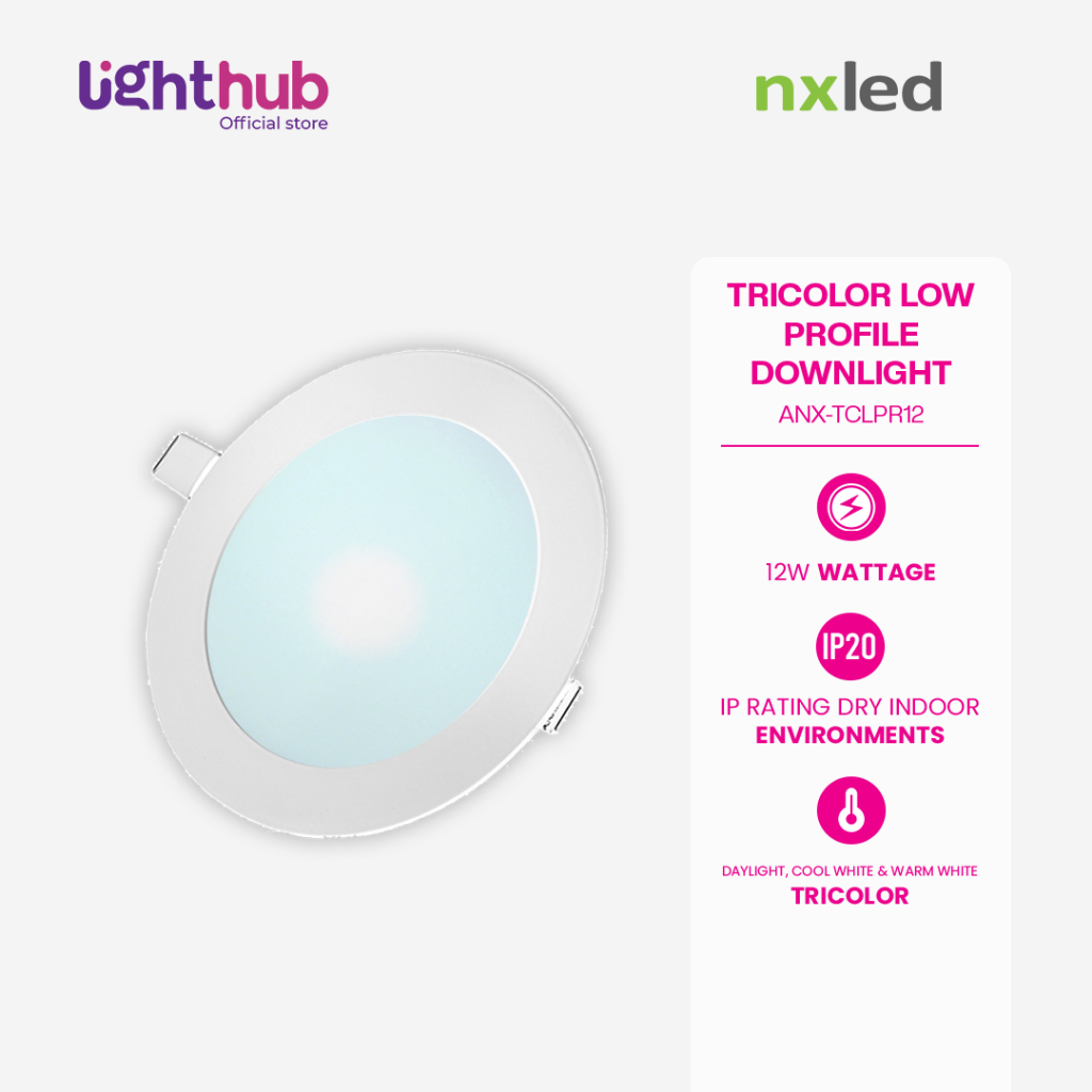 Nxled Tri-color Low Profile Downlight Round 12W (ANX-TCLPR12) | Shopee ...