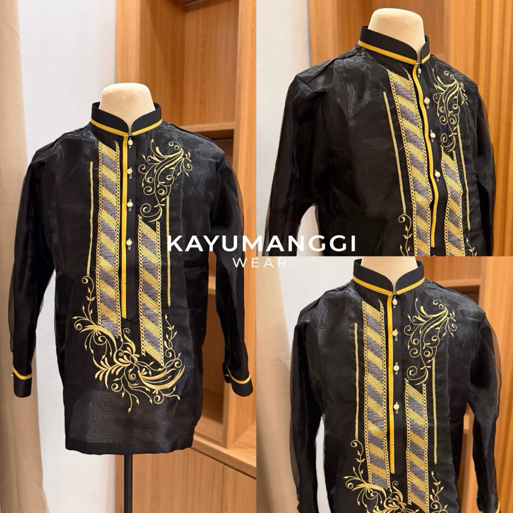 Black Barong Tagalog with Lining | Modern Barong Tagalog | Gold ...