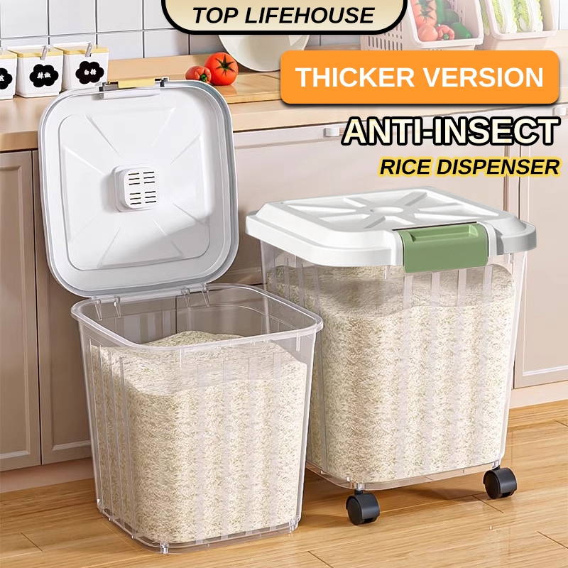Rice Dispenser 25KG Moisture and Insect Prevention Rice Container with ...