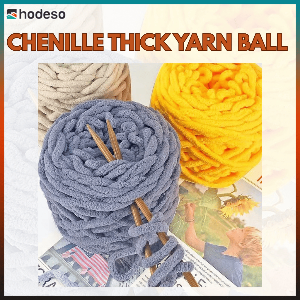 Hodeso Quality Chunky Chenille Thick Yarn Ball DIY Scarf Sweater Towel ...