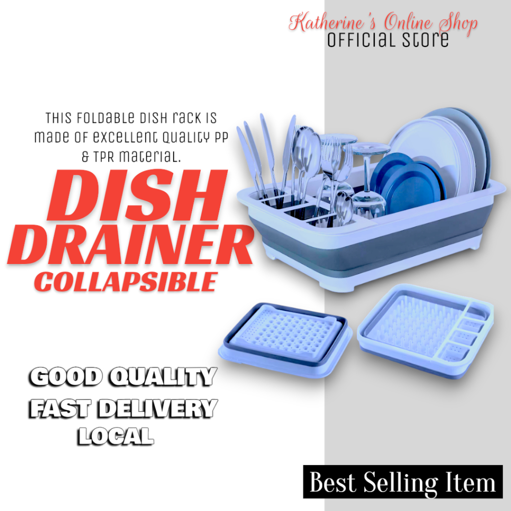 COLLAPSIBLE Folding Dish Rack Plates Dish Drain Kitchen Storage Shelf ...