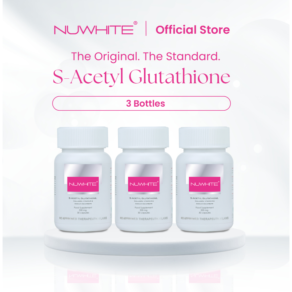 nuwhite glutathione Nuwhite S-Acetyl Glutathione - 200mg of S-Acetyl Glutathione (Set of 3  bottles)