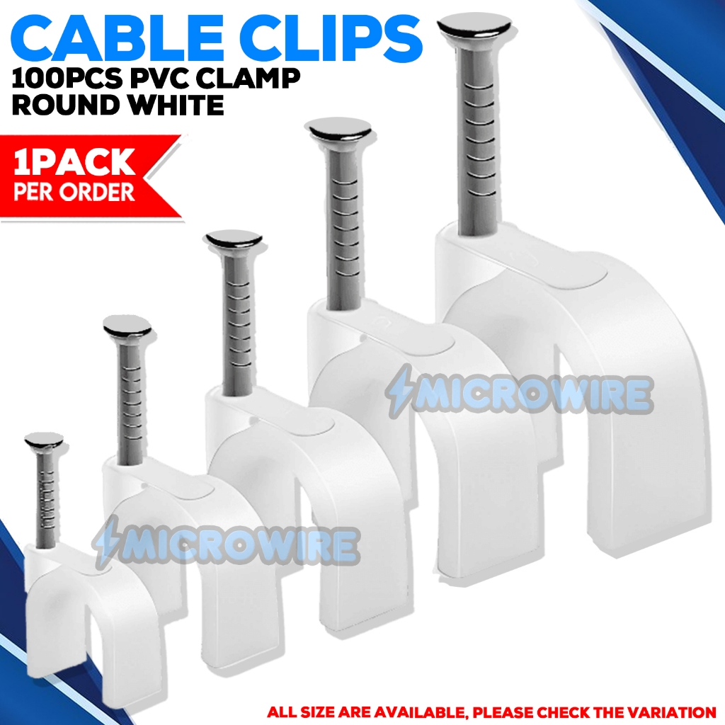 PVC Round Cable Clips WHITE – for Cable Management, Home & Electrical ...