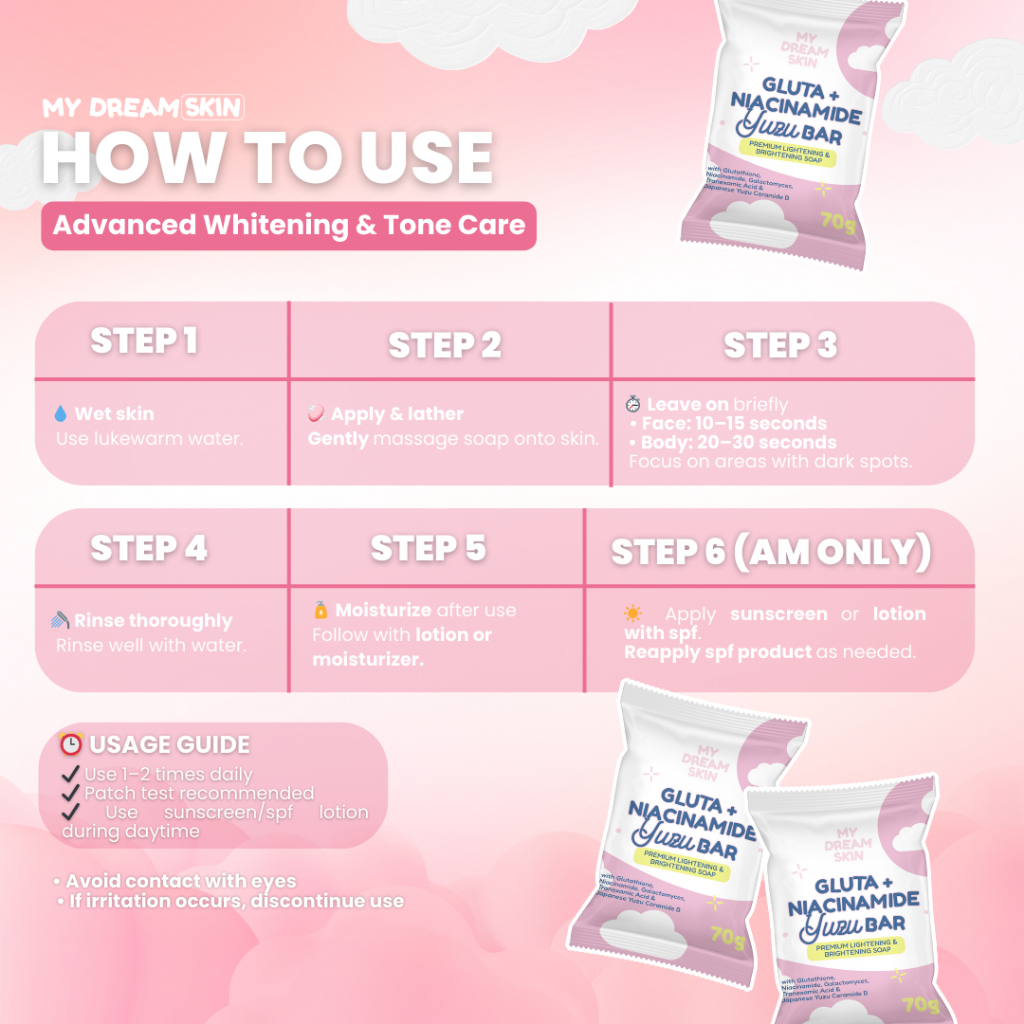 my dream care glutathione soap My Dream Skin Gluta + Niacinamide Yuzu Bar Premium Lightening and  Brightening Soap