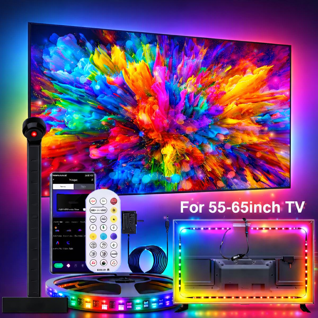 Smart TV LED Backlight with 1080P Camera RGBIC Sync Ambient Strip Light ...