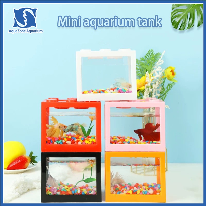 Mini Aquarium Betta fish Fighting Cylinder Building block fish tank ...