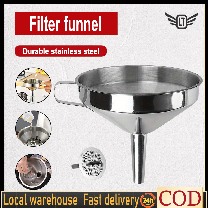 Stainless Steel Filter Funnel Durable Kitchen Funnel with Strainer for ...