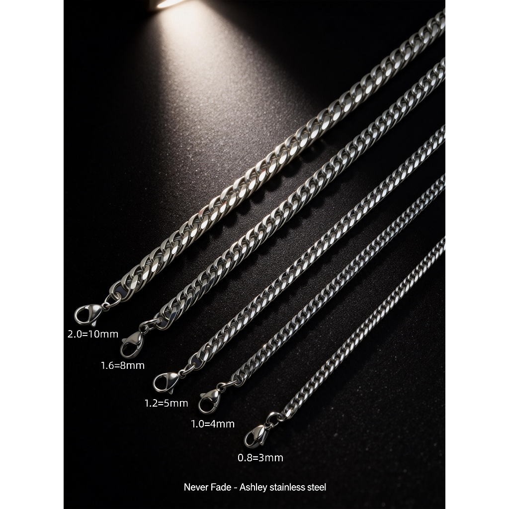 Stainless steel White japan chain Cuban Design 24inch/60 3mm 5mm 7mm ...