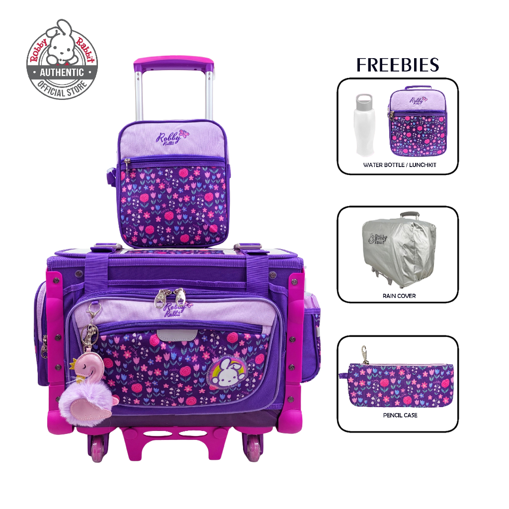 Robby Rabbit Floral Bliss Medium Box-Type Trolley Bag (Purple) | Shopee ...