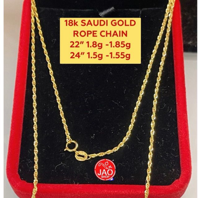 PAWNABLE 18K SAUDI GOLD ROPE NECKLACE | Shopee Philippines