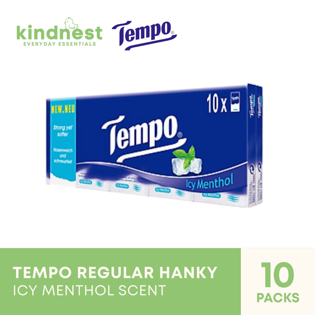 Tempo Regular Hanky Icy Menthol Facial Tissue (4-Ply,x 10 Packs x 8 ...
