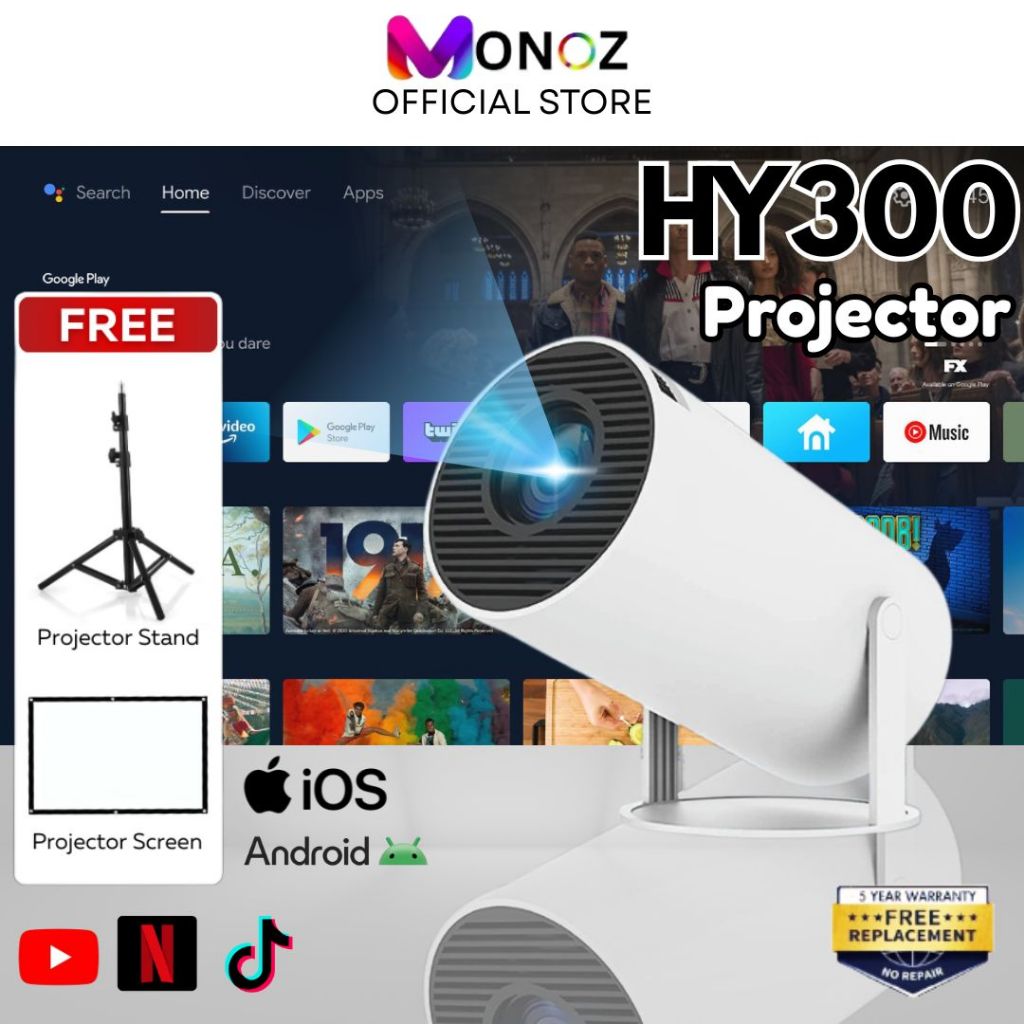 HY300 Pro Mini Projector 1080P Android 13 | WiFi 6 | Bluetooth | HDMI ...