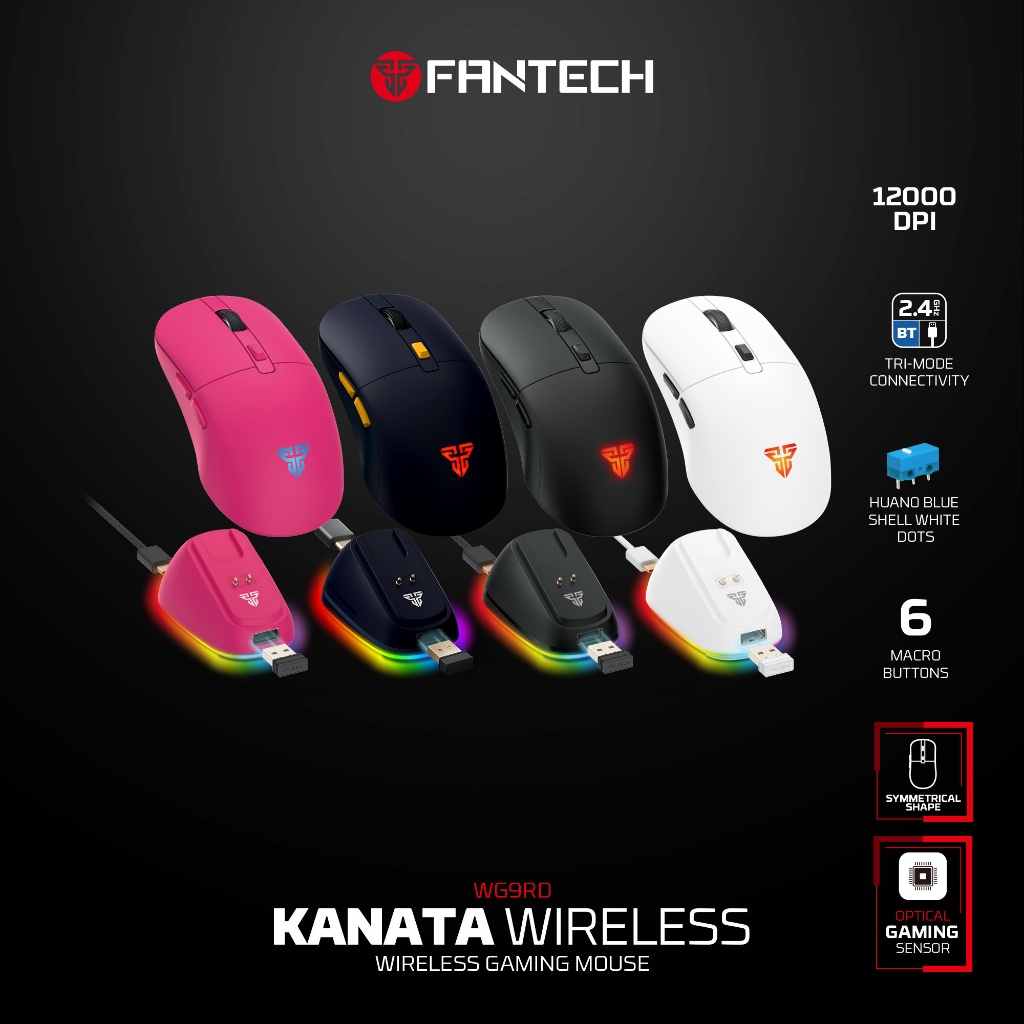Fantech KANATA WG9RD Wireless Gaming Mouse Tri-Mode Connectivity With ...