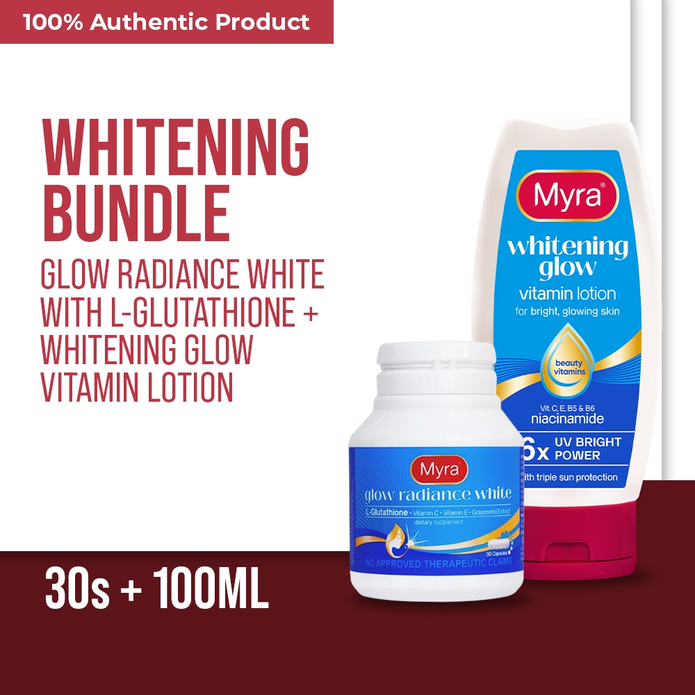 myra glutathione NEW Myra Glow Radiance White with L-Glutathione 30s + Myra Whitening  Vitamin GlowUp Soap Bar 45g