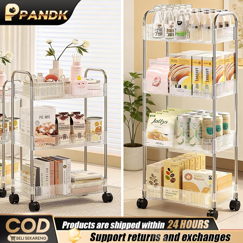 3/4 Layers Trolley Cart Organizer Bathroom Organizer Rack Moving Rack ...